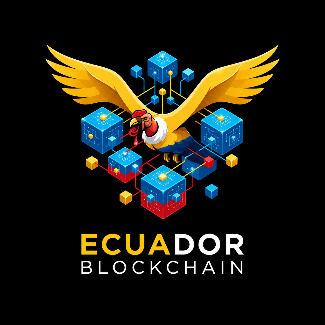 Logo Ecuador Blockchain — fondo negro