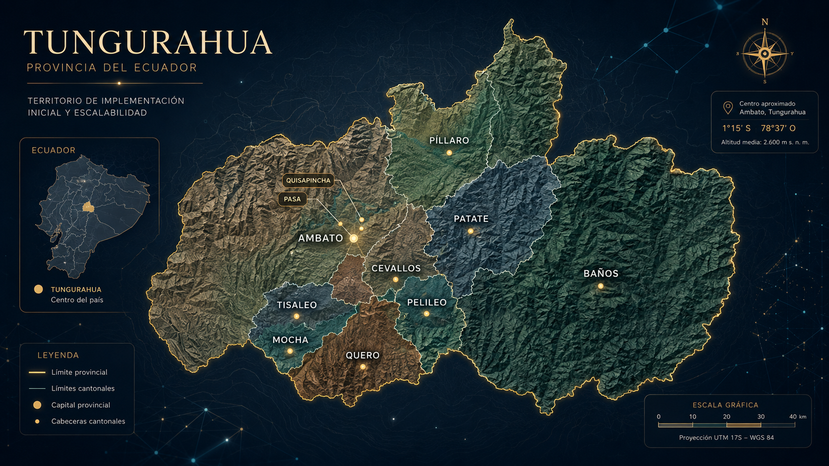 Map of Tungurahua province, Ecuador — territory of initial implementation and project scalability
